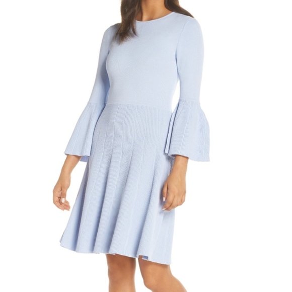 Eliza J Dresses & Skirts - ELIZA J Fit Flare Sweater Ribbed Dress Bell Sleeve